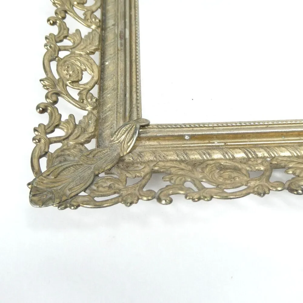 Brass Tray Mirrored Vanity Dresser 14x8 Rectancular MCM Vintage